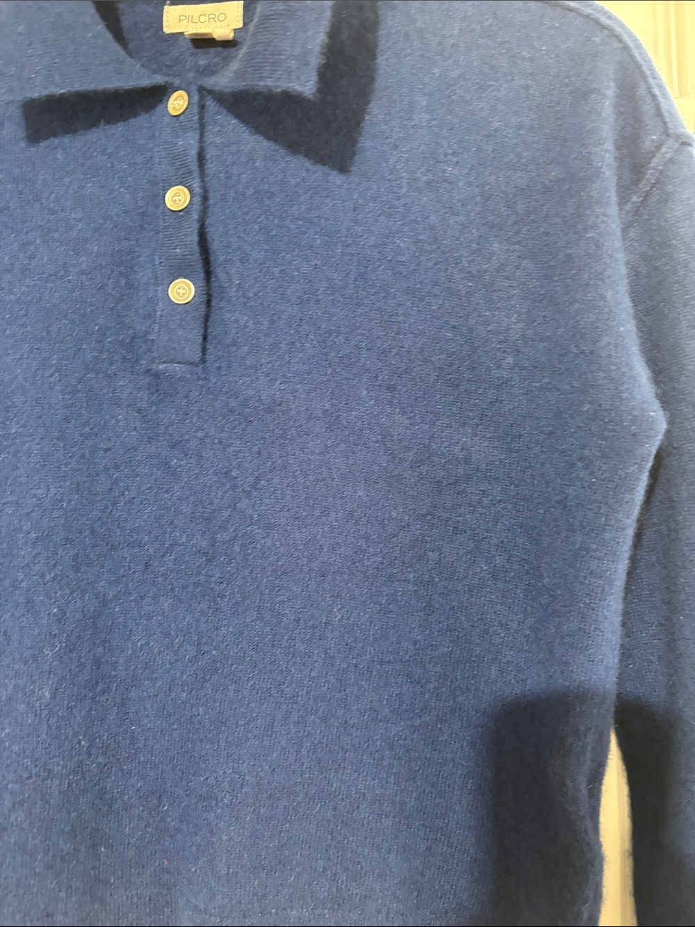Pilcro Navy Blue Long Sleeve Polo Sweater - Picture 3 of 6